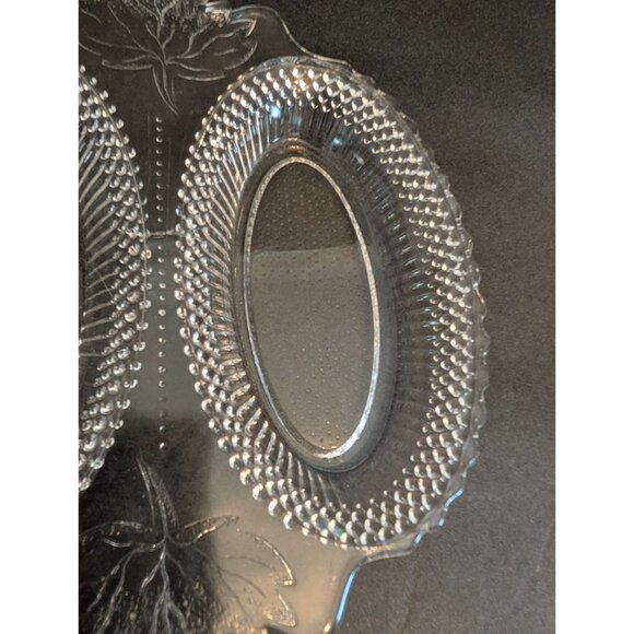 Vintage Campbell Clear Glass Double Oval Relish Dish Embossed Maple Leaf Design - Picture 3 of 5